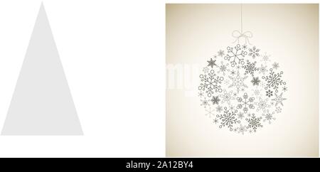 Vector Christmas ball fabriqués à partir de simples flocons gris sur fond clair - carte de Noël Illustration de Vecteur