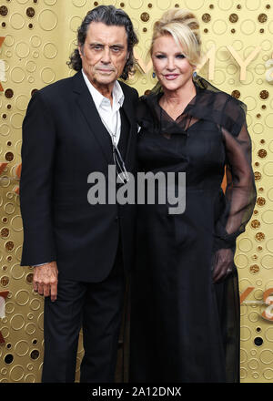 LOS ANGELES, CALIFORNIE, USA - 22 SEPTEMBRE : Ian McShane et Gwen Humble arrivent à la 71e Primetime Emmy Awards annuel tenu au Théâtre Microsoft L.A. Vivre le 22 septembre 2019 à Los Angeles, Californie, États-Unis. (Photo par Xavier Collin/Image Press Office) Banque D'Images