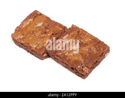 Groupe de délicieux brownies au chocolat tartes isolated on white Banque D'Images