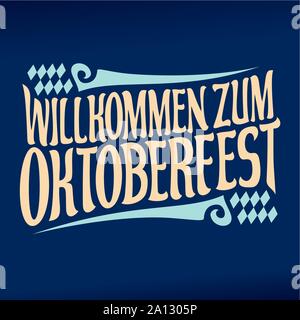 Vector affiche pour le festival de la bière Oktoberfest : police manuscrite pour devis willkommen zum oktoberfest, part de caractères de calligraphie de lettrage Illustration de Vecteur