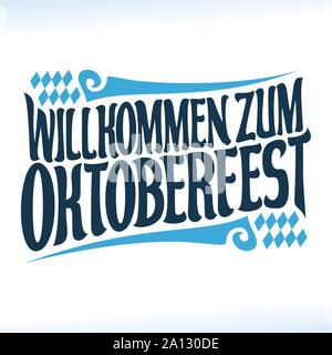 Vector affiche pour le festival de la bière Oktoberfest : police manuscrite pour devis willkommen zum oktoberfest, part de caractères de calligraphie de lettrage Illustration de Vecteur
