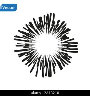 Vintage Sunburst Explosion Handdrawn Élément Design artifice rayons noir Illustration de Vecteur