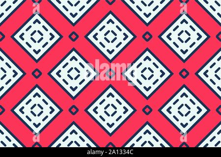 Seamless Vector pattern géométrique. Et blanc en forme de carrés noirs, contours, lignes sur fond rouge. Illustration de Vecteur
