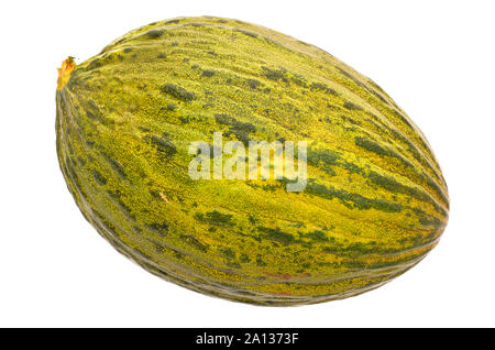 Melon de Noël ou Piel de sapo close-up 3D avec rendu texture réaliste isolé sur fond blanc Banque D'Images