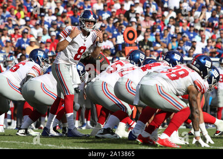 CORRECTION LÉGENDE ***.22 Septembre 2019 : New York Giants quarterback Daniel Jones (8) en action au cours de la NFL match entre les Giants de New York et les Tampa Bay Buccaneers tenue au Raymond James Stadium de Tampa, Floride. Andrew J. Kramer/Cal Sport Media Banque D'Images