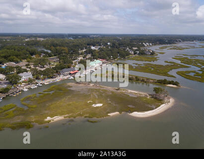 Vue aérienne de Murrells Inlet, en Caroline du Sud et le littoral. Banque D'Images