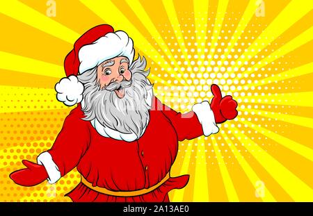 Funny old Santa style pop art show place text Illustration de Vecteur