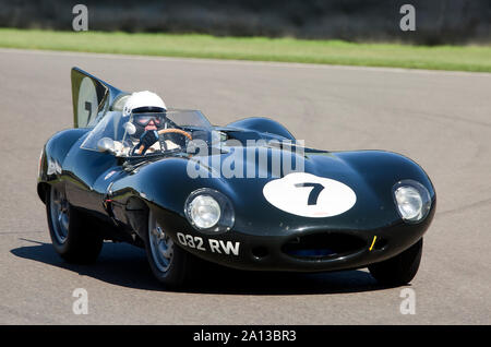 1955 Jaguar D-type 'long nez' conduit par Gary Pearson dans le Sussex Trophy course au Goodwood Revival 13 Sept 2019 à Chichester, Angleterre. Copyri Banque D'Images