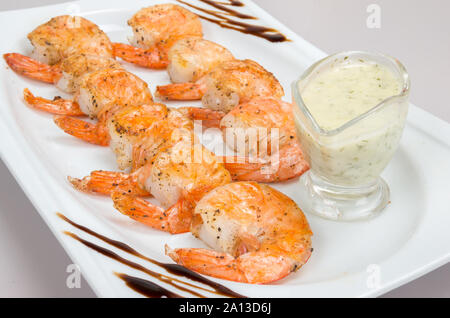 Crevettes avec sauce au lait Royal Banque D'Images