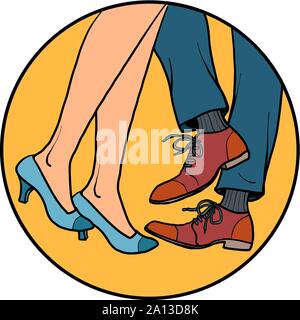 L'homme et la femme couple dancing at a party. Comic cartoon retro pop art dessin illustration vectorielle Illustration de Vecteur