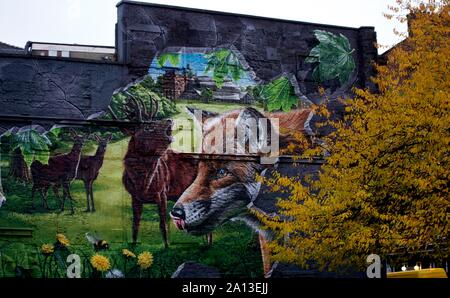 Fresque de la faune, Glasgow. Banque D'Images