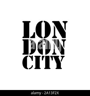 Lettrage London city typographie avec Big Ben horloge dans l'espace négatif style design vector Illustration de Vecteur