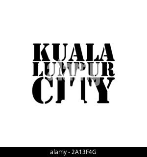 La ville de Kuala lumpur typographie lettrage avec petronas tower dans l'espace négatif style design vector Illustration de Vecteur