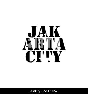 La ville de Jakarta typographie lettrage avec monument national en l'espace négatif style design vector Illustration de Vecteur