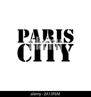 Ville de Paris typographie lettrage avec Eiffel tower dans l'espace négatif style design vector Illustration de Vecteur