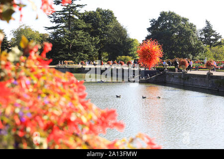 Automne 2019 - Exposition d'art par l'artiste verrier, Chihuly - Réflexions sur la nature - à Kew Gardens, London, UK dans SW Banque D'Images