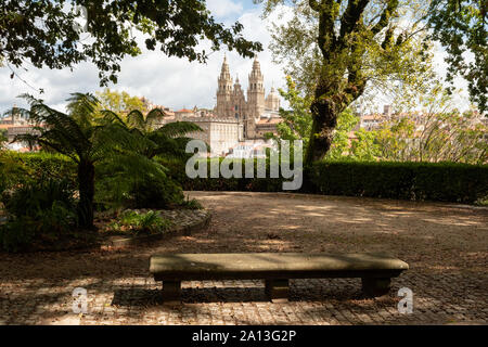 Cathédrale de Santiago de Compostela, parc de l'Alameda Saint Jacques de Compostelle, Galice, Espagne, Europe Banque D'Images