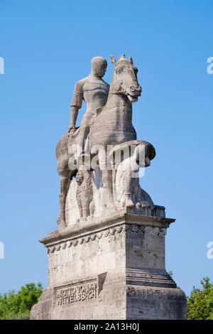 Otto I. statue équestre sur Wittelsbacher bridge, Isarvorstadt, Munich, Haute-Bavière, Bavière, Allemagne Banque D'Images