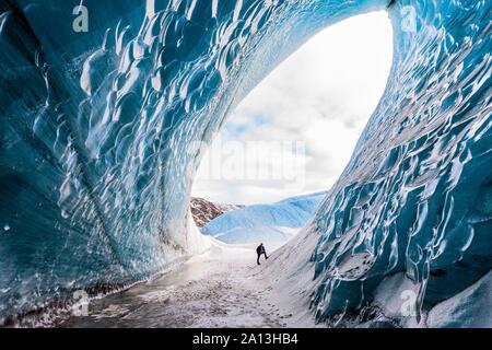 La caverne de glace dans Svinafellsvatn, Austurland, Sud de l'Islande, Islande Banque D'Images