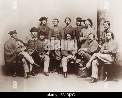 La guerre civile photo de groupe Colonel confédéré John Mosby et le 43e Bataillon de cavalerie de Virginie. Banque D'Images