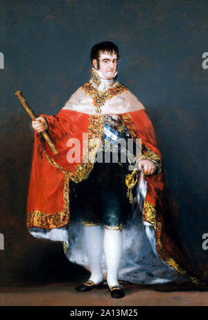 Portrait de Ferdinand VII d'Espagne portant son costume de la cour royale. Banque D'Images