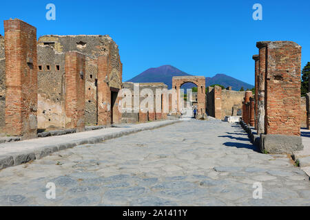 Ruines de l'ancienne ville romaine de Pompéi, Italie Banque D'Images