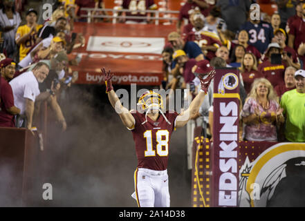 Landover, Maryland, USA. Sep 23, 2019. Redskins de Washington le receveur Trey Quinn (18) prend le domaine comme l'ours de Chicago prendre sur les Redskins de Washington à FedEx Field à Landover, Maryland le 23 septembre 2018. Photo par Tasos Katopodis/UPI UPI : Crédit/Alamy Live News Banque D'Images