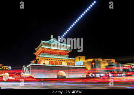 Au-dessus de la tour de Moonrise - Xian, Chine. Banque D'Images