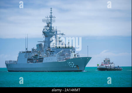 La Marine royale australienne HMAS Warramunga frégate classe Anzac. Banque D'Images