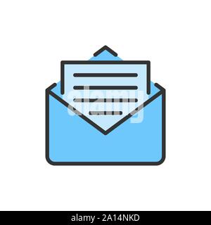 Vector sms, message, e-mail sur l'icône de la ligne de couleur à plat. Illustration de Vecteur
