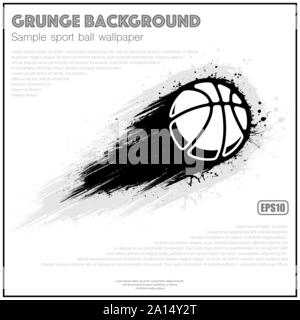 Fond blanc avec noir grunge de basket-ball et de l'exemple de texte Illustration de Vecteur