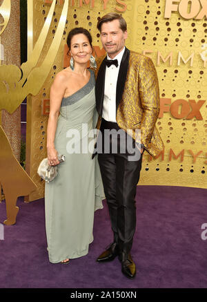 LOS ANGELES, CA - le 22 septembre : Nukaaka Nikolaj Coster-Waldau Coster-Waldau et assister à la 71e Emmy Awards au Théâtre de Microsoft le 22 septembre 2019 à Los Angeles, Californie. Banque D'Images