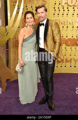 LOS ANGELES, CA - le 22 septembre : Nukaaka Nikolaj Coster-Waldau Coster-Waldau et assister à la 71e Emmy Awards au Théâtre de Microsoft le 22 septembre 2019 à Los Angeles, Californie. Banque D'Images