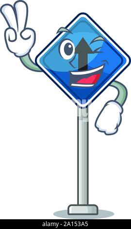 Deux doigt droit devant avec des caractères Illustration de Vecteur