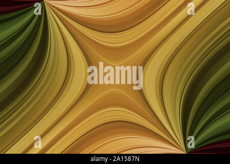 Jaune, vert et rouge des lignes courbes, diagonales résumé fond avec effet de ventilateur Banque D'Images