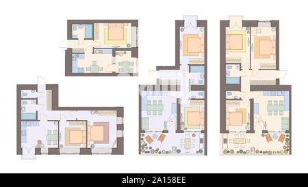 Architecture détaillée plan d'étage, appartements, de renouveau. Vector illustration Illustration de Vecteur