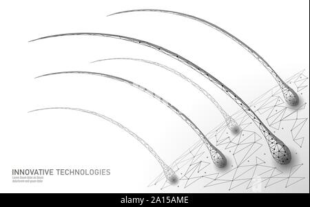 Protection des cheveux technologie cosmétique concept 3D. Soins de beauté pour la réparation de la structure des follicules pileux. Anatomie brins médecine rendu vecteur Illustration de Vecteur