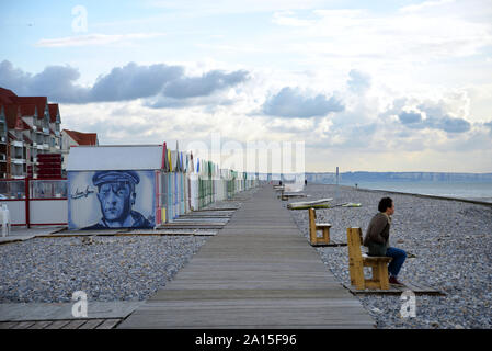 Cayeux-sur-Mer, France cabanes de plage Banque D'Images