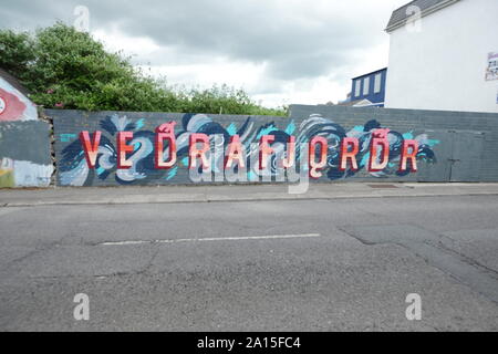 Street art sur les murs de la ville de Waterford Irlande Banque D'Images