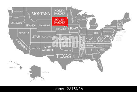 Le Dakota du Sud a mis en évidence en rouge carte des États-Unis d'Amérique Banque D'Images