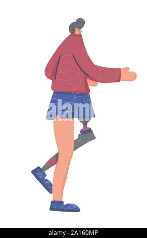 Runner. Personne avec prothèse de jambe isolée de jogging. La conception de scénario. Illustration de Vecteur