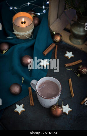 Tasse de chocolat chaud à l'époque de Noël Banque D'Images