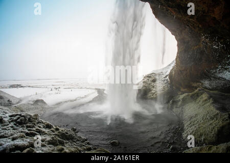 L'Islande, le sud de l'Islande, cascade de Seljalandsfoss Banque D'Images