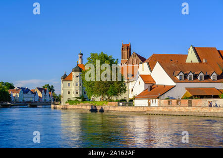 Hôpital et église du Saint Esprit à l'Isar, Landhut, Basse Bavière, Allemagne Banque D'Images