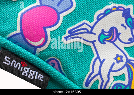 Smiggle Smiggle sur étiquette girl's lunch box bag Banque D'Images