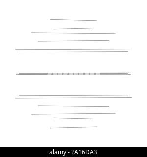 Lignes dynamiques aléatoires cercle. Parallèle, tout droit, les lignes de diffusion, des rayures. Bandes horizontales irrégulières, des stries élément géométrique. Linéaire linéaire, une circul Illustration de Vecteur