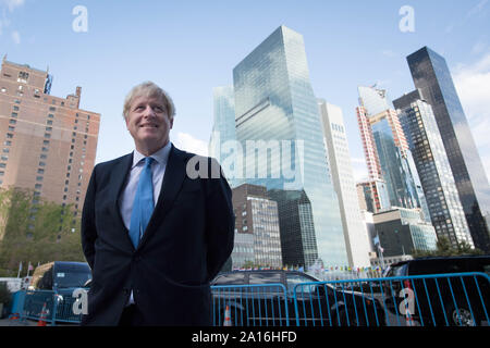 Premier ministre Boris Johnson à New York où il assiste à la 74e session de l'Assemblée générale des Nations Unies. Banque D'Images