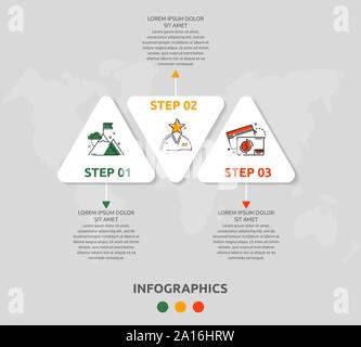 Vector infographic template avec trois triangles et flèches. Concept géométrique d'affaires avec 3 options, pièces, comme suit. Utilisé comme calendrier, workflow Illustration de Vecteur