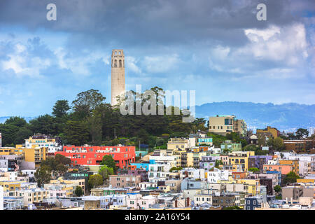San Francisco, Californie, USA cityscape à Coit Tower. Banque D'Images