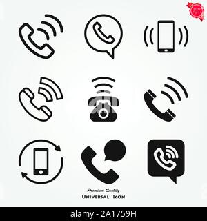 L'icône d'appel dans un style plat isolé sur fond. Illustration de Vecteur